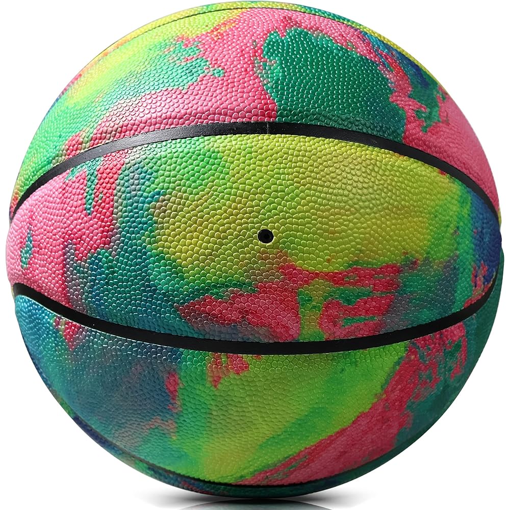 JPHNAN Basketball No. 5 No. 6 No. 7 Moisture Absorbent Leather Synthetic Leather Colorful Basketball Outdoor Use Indoor Middle School Students Children High Elasticity PU Color Randomly Cut Leather