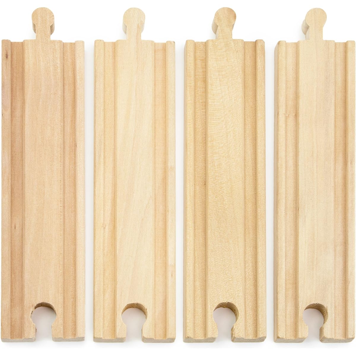 Conductor Carl Wooden Train Track Expansion Pack Fits Most Trains 1 x 6" Straight Line Track (4 Pack)