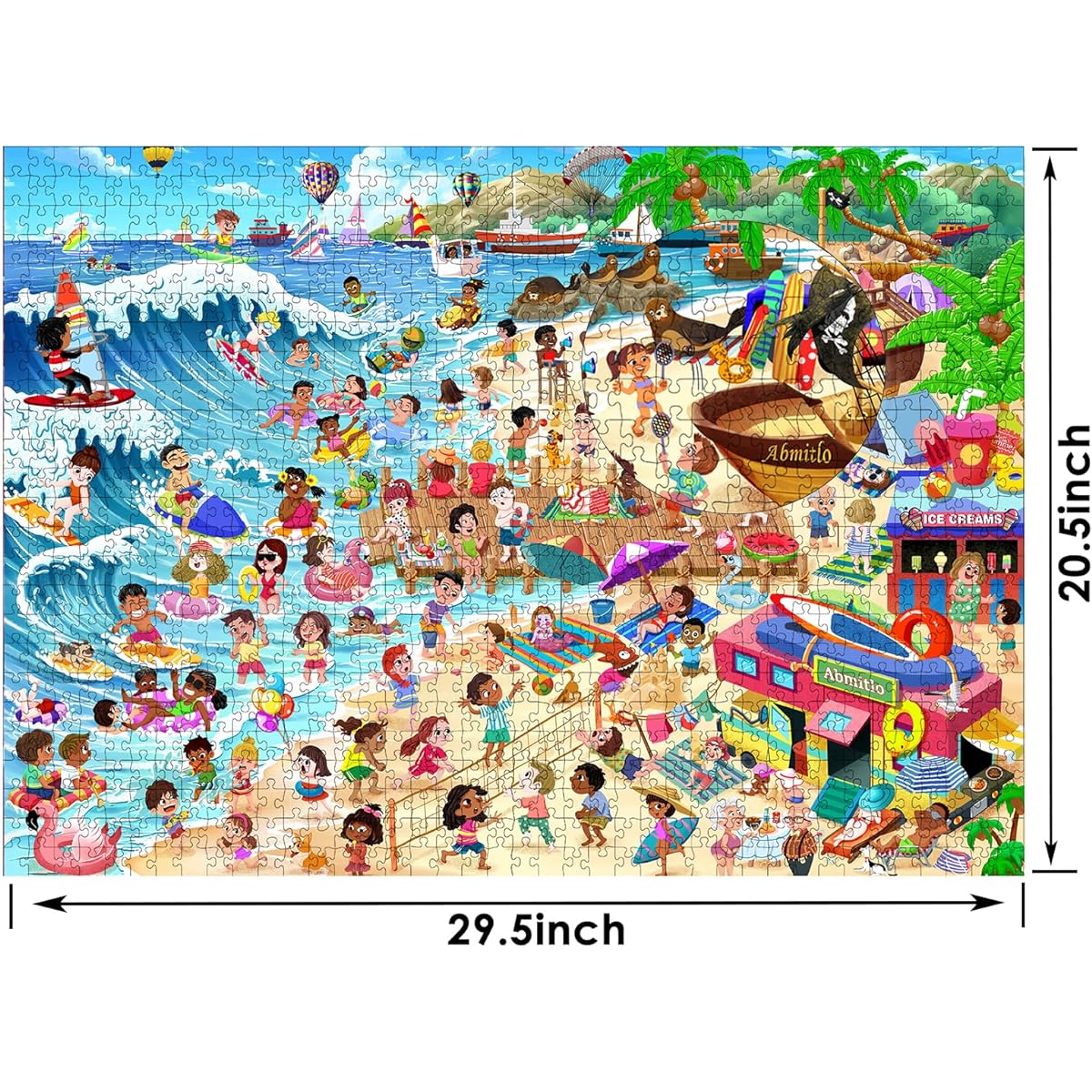 Abmitlo Puzzle for Adults 1000 Pieces - Summer Beach - Artwork Gifts for Adults, Teens, Families - No Dust with Perfect Fit Pieces - 27.56" x 19.69" (Summer Beach)