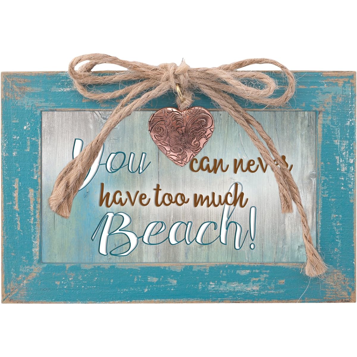 Never Too Much Beach Distressed Teal Blue Petite Wood Locket Music Box Plays You Light Up My Life