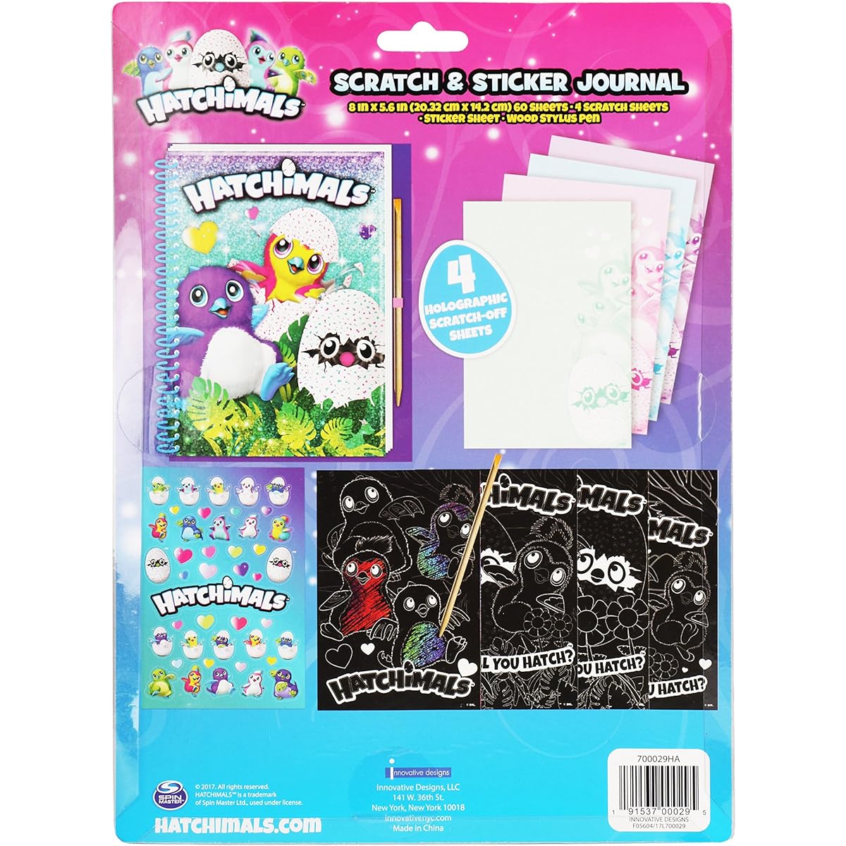 Hatchimals Scratch and Sticker Journal Gift Set for Girls