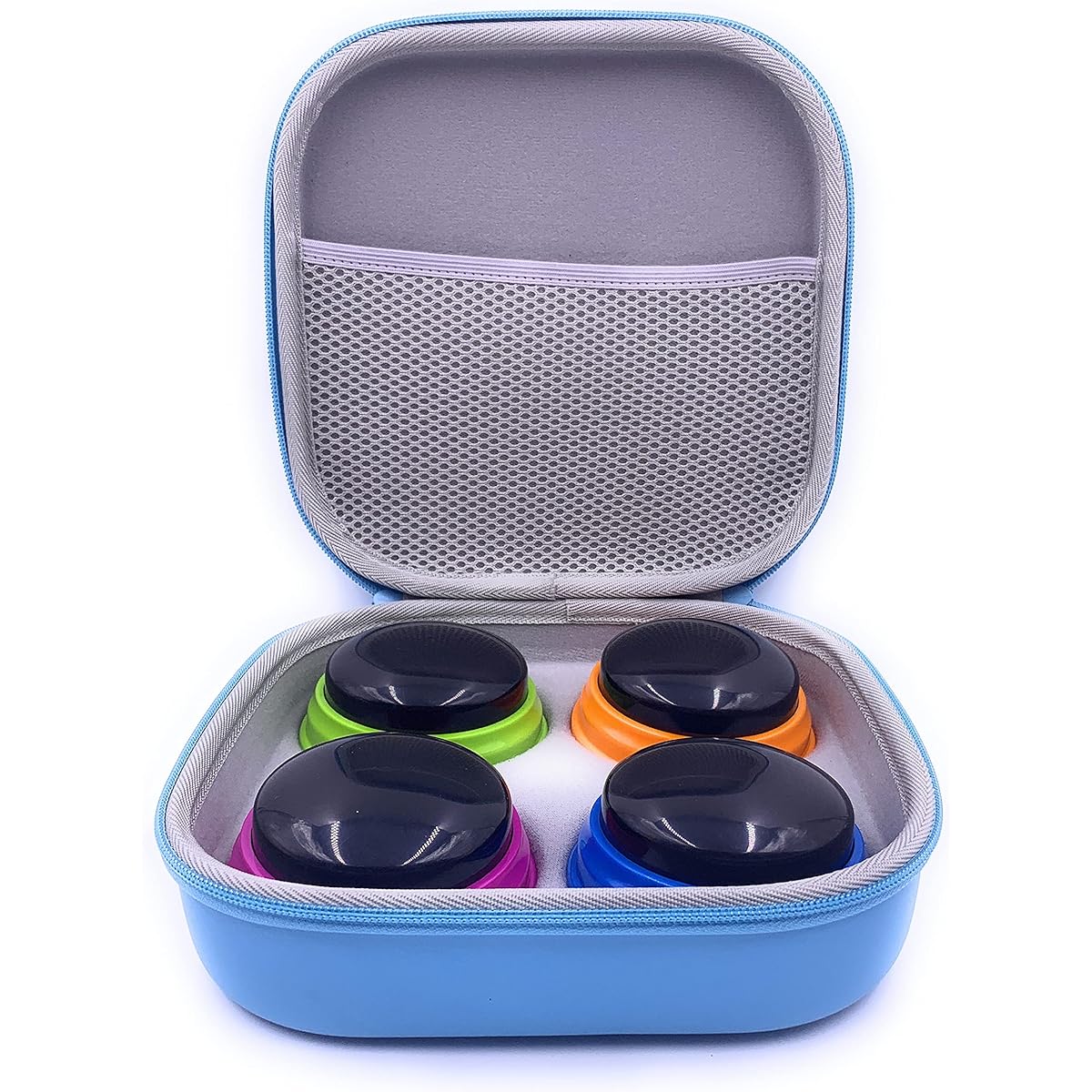 xcivi Storage Organizer Carry Case for Learning Resources Recordable Answer Buzzer Personalized Sound Buzzer Learning Resources Conversation Button Travel Box (Blue)