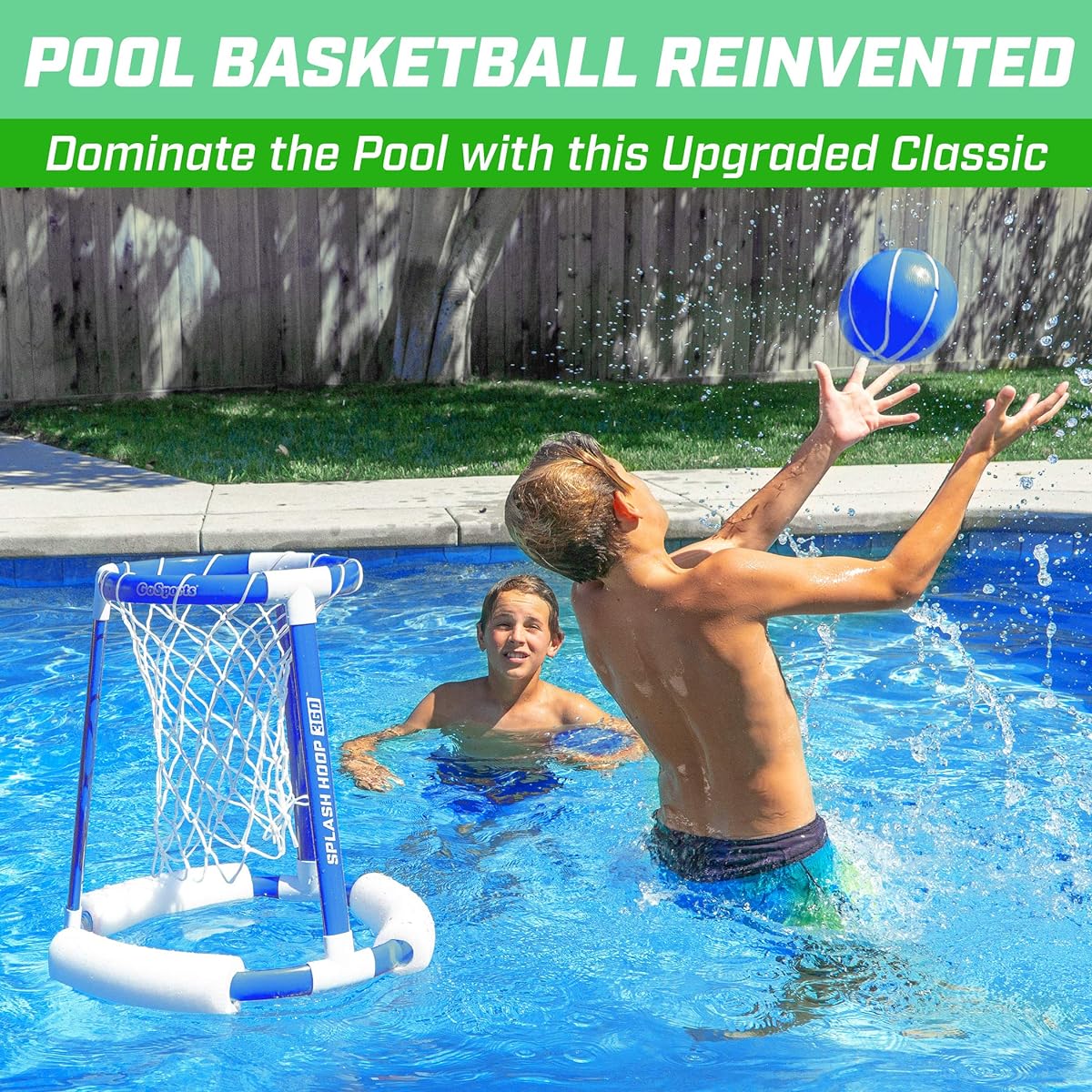 GoSports Splash Hoop 360 Floating Pool Basketball Game | Includes Hoop, 2 Balls and Pump