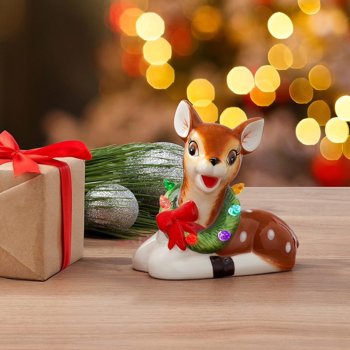 Mr. Christmas Mini Ceramic Figurine 4.5" Reindeer Christmas Decoration Multicolor