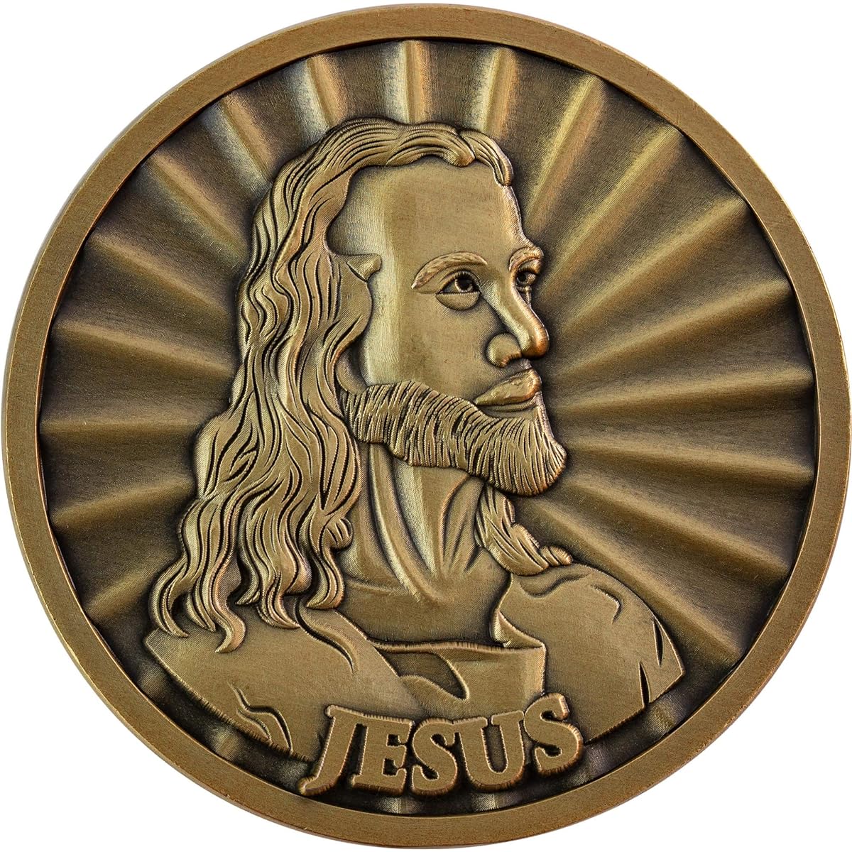 Jesus Coins Pack of 10 by Warner Salman Head of Christ Challenge Coin Easter Handout KJV Bible Verse Prayer Token Antique Gold Plated Catholic and Christian Religious Jesus Picture Coin