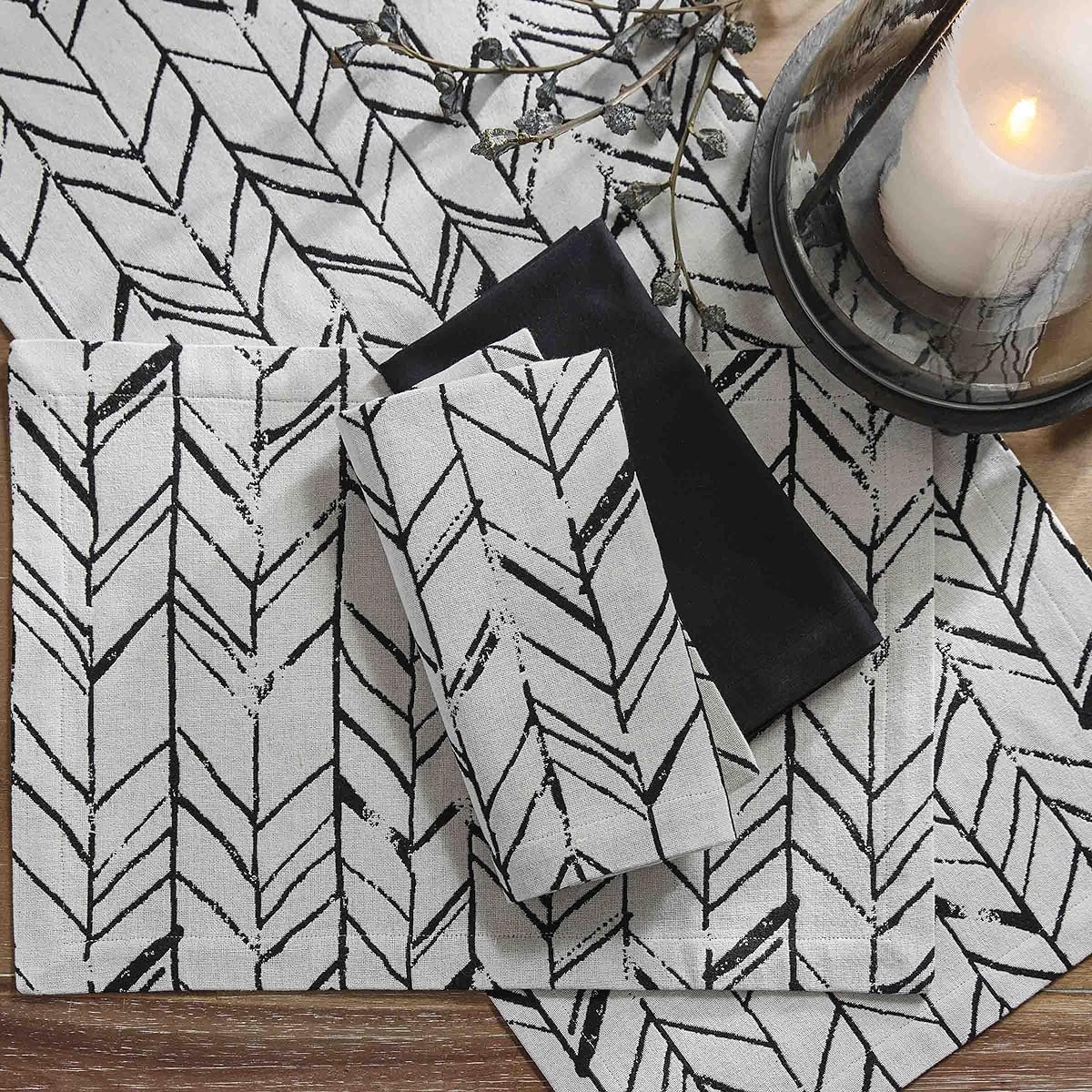 Split P Distressed Herringbone Jacquard Table Runner - 72" Long