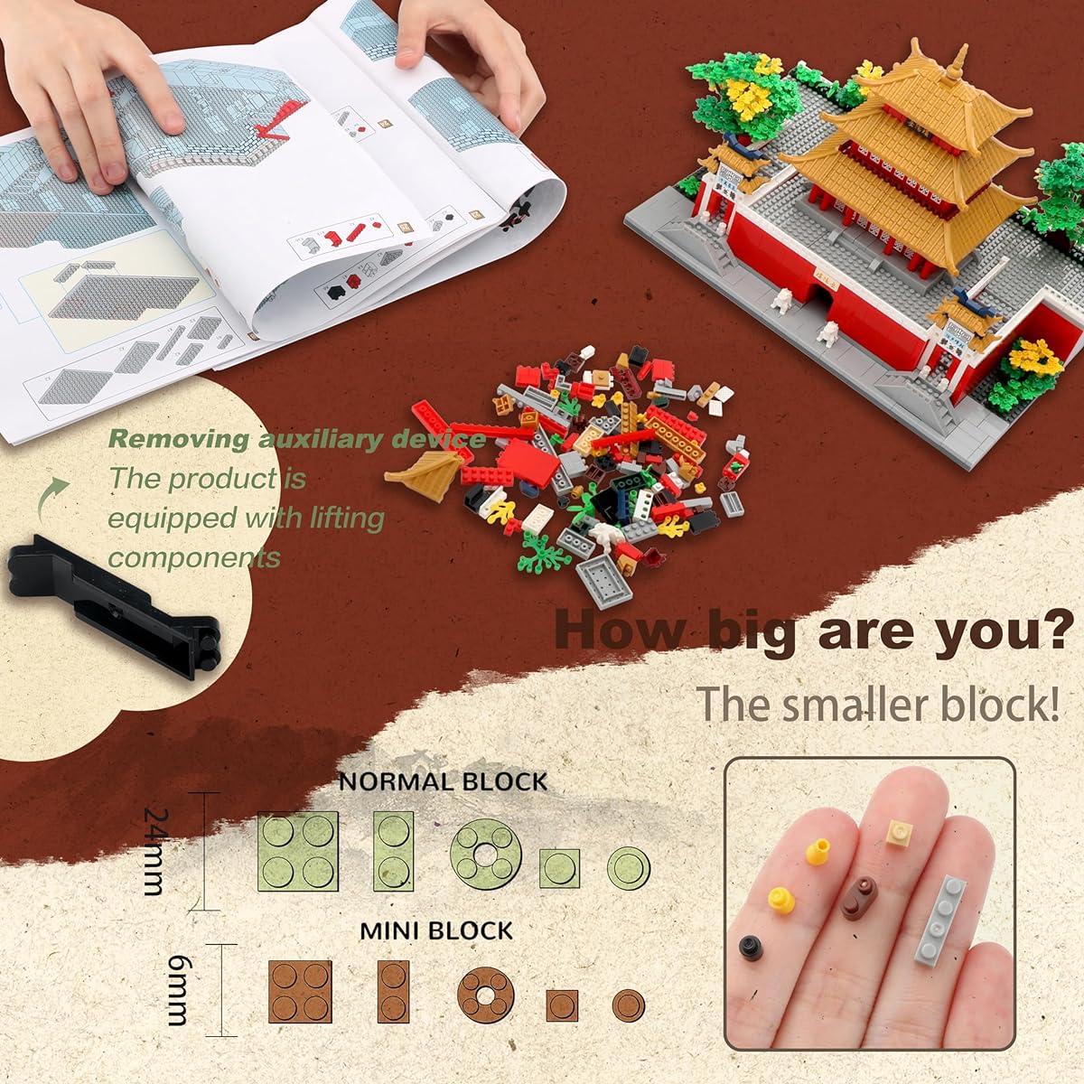DOLBLOCK Chinese Ancient Famous Architecture and Collection Micro Blocks Set for Adults Decoration DIY Building Toy Model Kit Teens Kids Ages 14+ Yueyang Tower 2236 Pieces, 8038