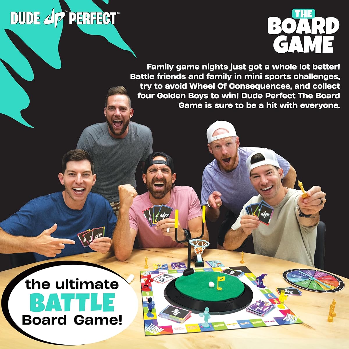Dude Perfect The Board Game for Kids Who Love Sports, Competitive Challenges, Great for Family and Friends Game Night, 2-5 Players, Ages 4+