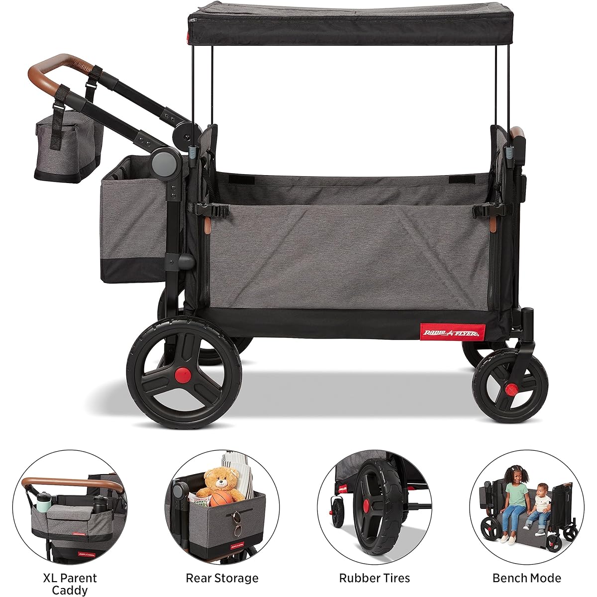Radio Flyer Atlas Stroll N Wagon Folding Wagon for Ages 1+ Gray