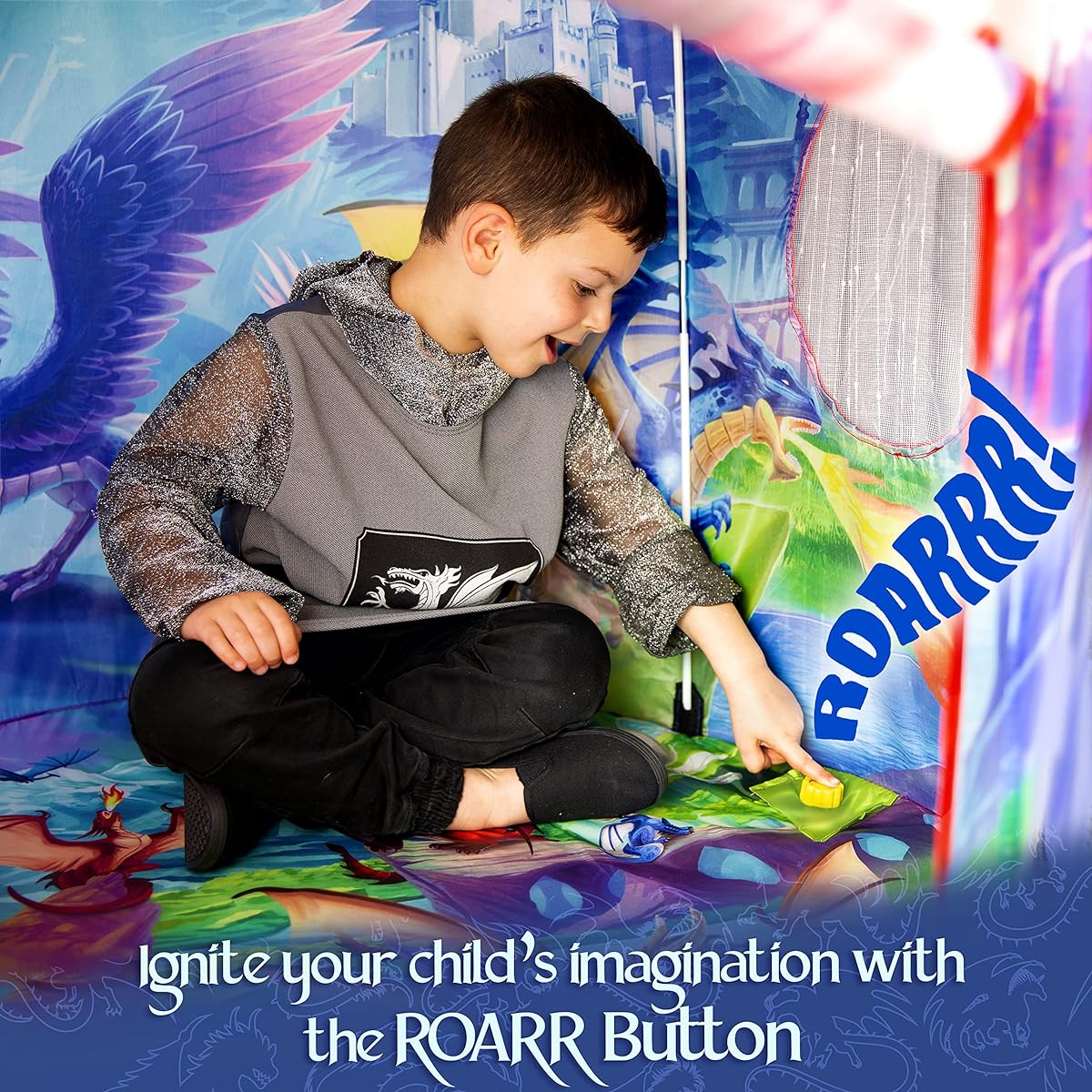 W&O Dragon Hero Kids Tent with Roar Button - Epic Dragon Tent - Pop Up Tent for Kids - Dragon Toys for Boys & Girls - Kids Play Tent - Outdoor and Indoor Tents for Kids - Dragons - Kids Tent Indoor