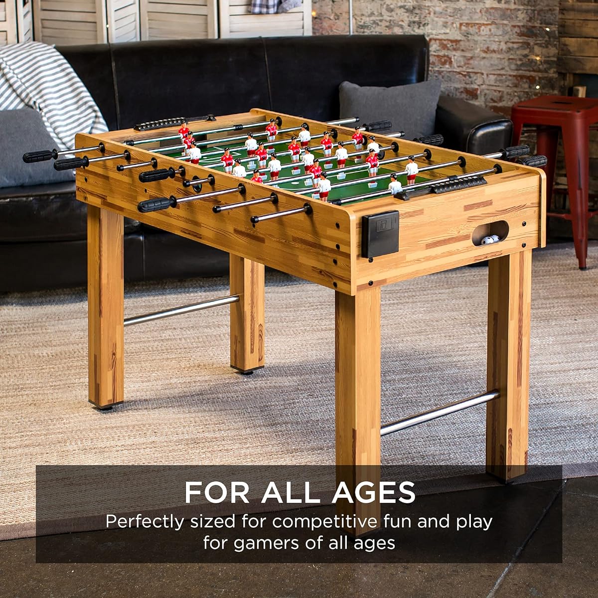 Best Choice Products 48" Competition Size Foosball Table with 2 Balls and 2 Cup Holders, Natural