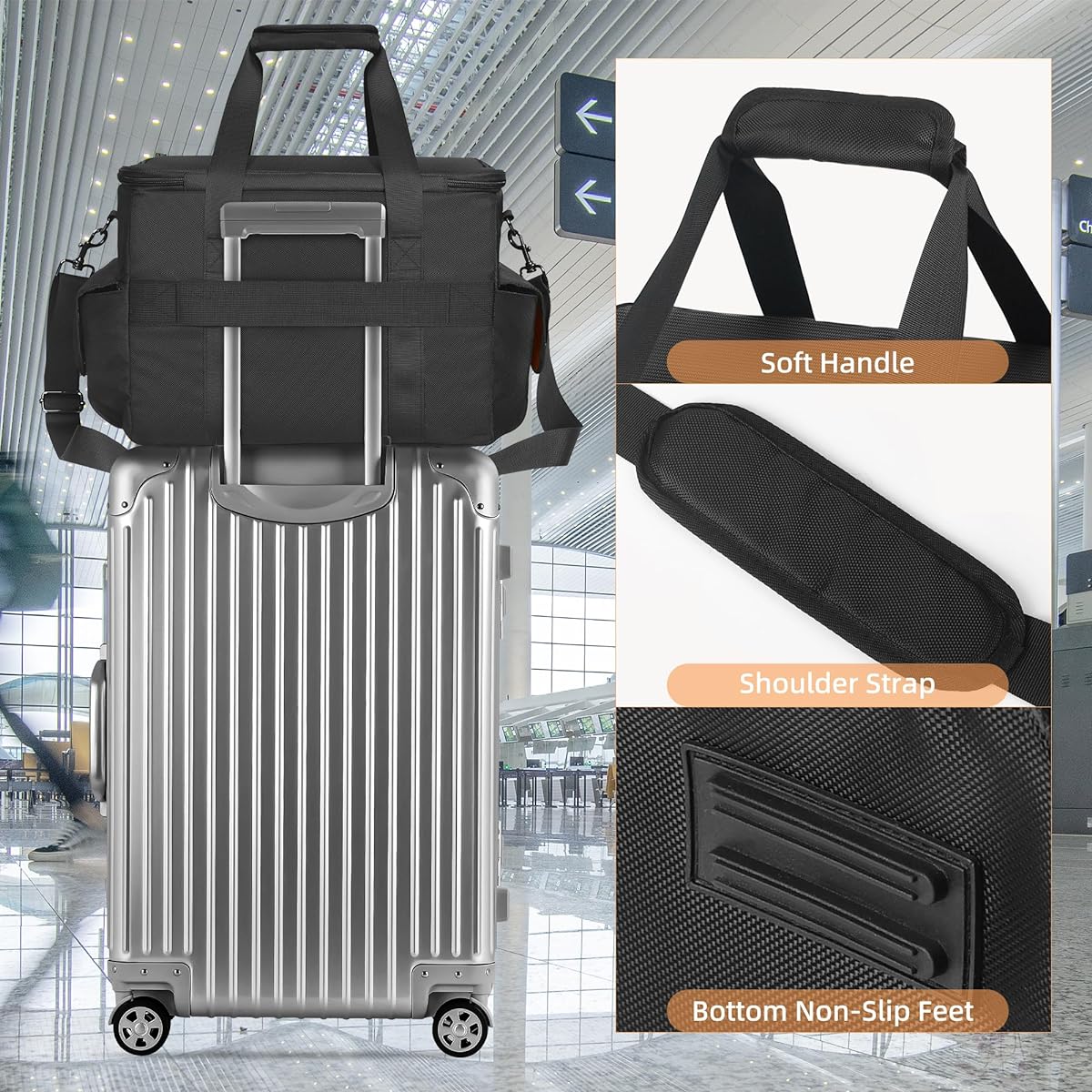 HOMFU DJ Large Capacity Band Equipment Bag DJ Gig Gear Bag with Removable Padded Bottom and Dividers DJ Cable File Storage Organizer Bag for USB DJ Equipment Musician Accessories Travel Sound Equipment
