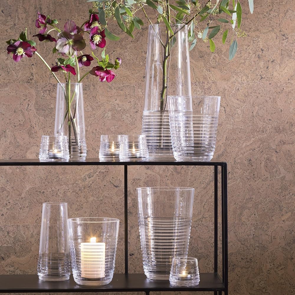 LSA Tea Light Holder Clear Height 7cm GROOVE G1496-07-171