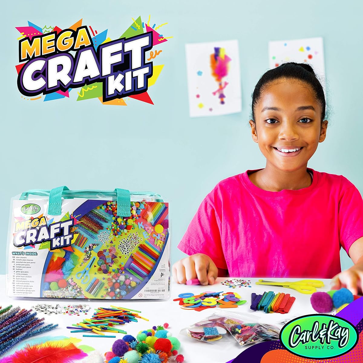 Mega Craft Kit for Kids - Art & Craft Supplies - Art & Craft Kits for Kids - Craft Kits for Kids - Toddler Craft Set - Art Supplies for Preschoolers - Craft Bags