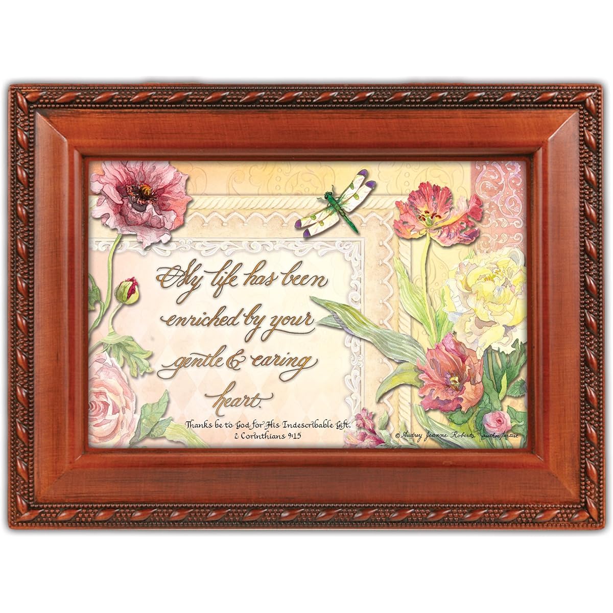 My Life Enriched by You Wooden Finish Jewelry Music Box Plays Amazing Grace