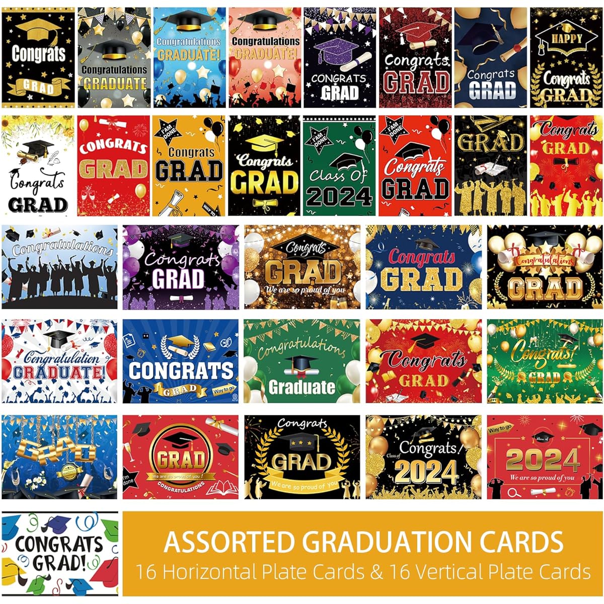 32 Beautiful Bulk Graduation Cards Graduation Cards with Envelopes Matching Stickers and Storage Box 5 x 7 Inch Graduation Greeting Cards with Greetings Inside Perfect for Sending Graduation Wishes to Friends