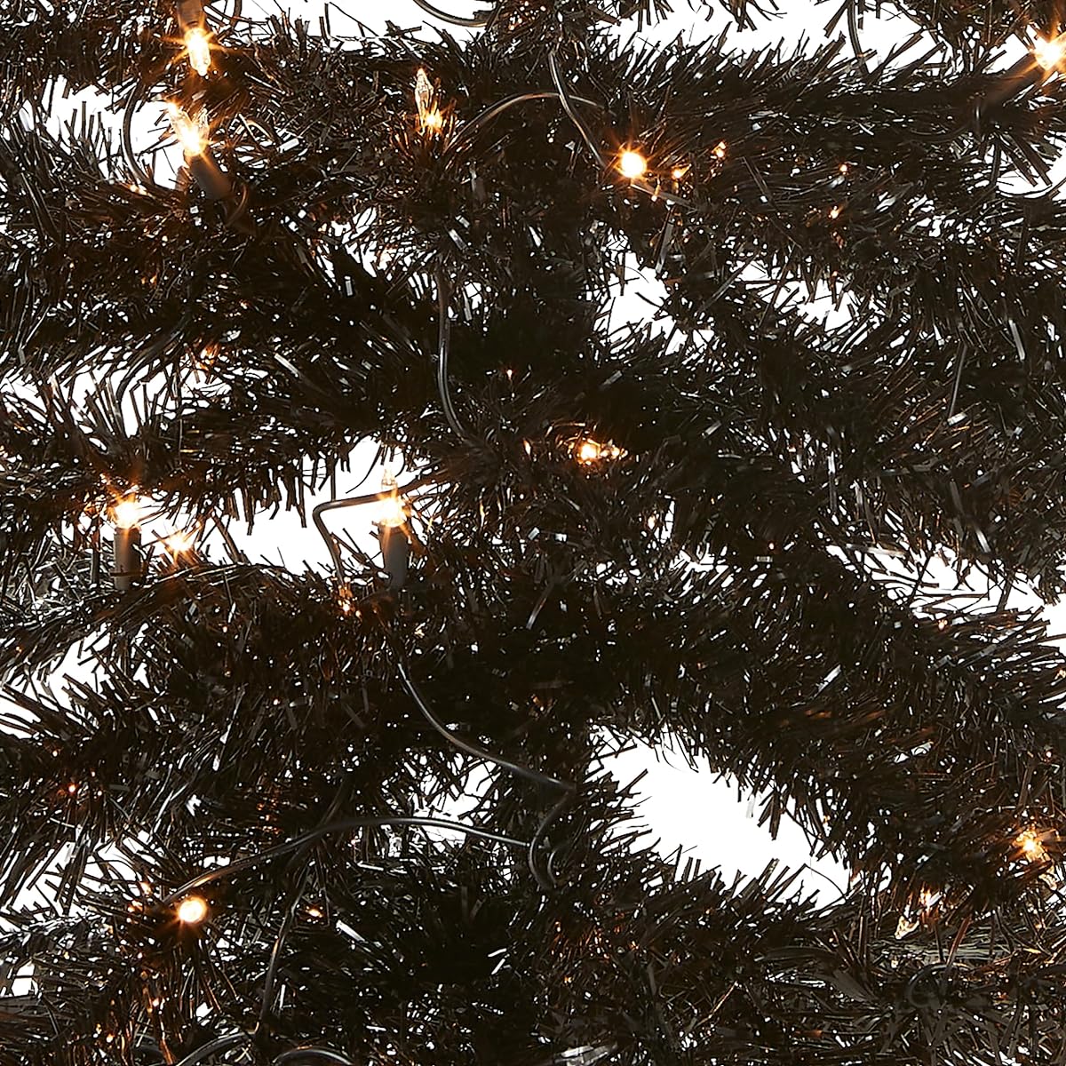 National Tree 4' Black Tinsel Tree with Plastic Stand and 70 Clear Lights (TT33-304-40) 4' Black TT33-304-40