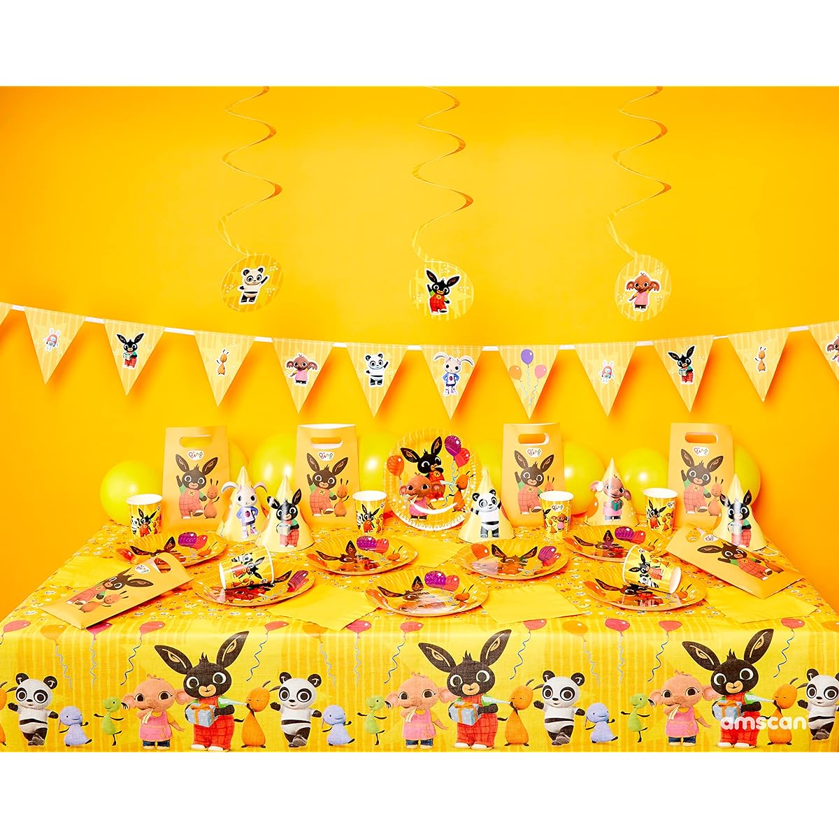 Amscan 9911887 - Bing Bunny Party Paper Hanging Swirl Decorations - 6 Pack