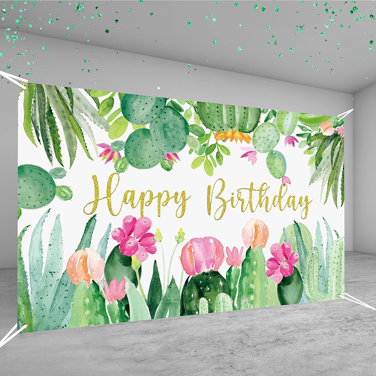 Cactus birthday background decoration