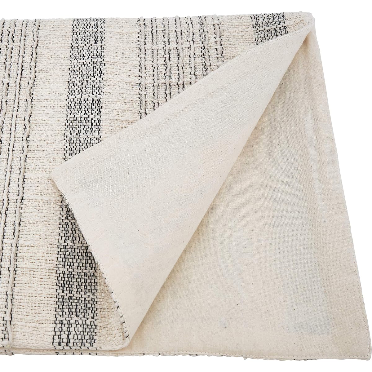 SARO LIFESTYLE Alexandria Collection Striped Woven Runner 16" x 108", Ivory
