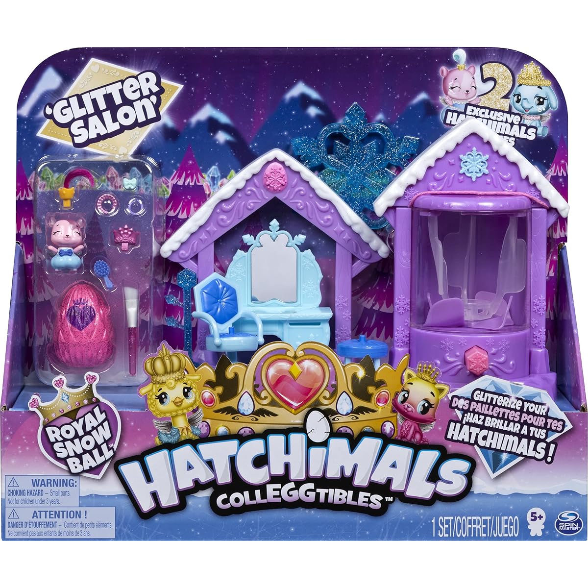 Hatchimals Colleggtibles, Glitter Salon Playset with 2 Exclusive for Kids Aged 5 & Up, Multicolor