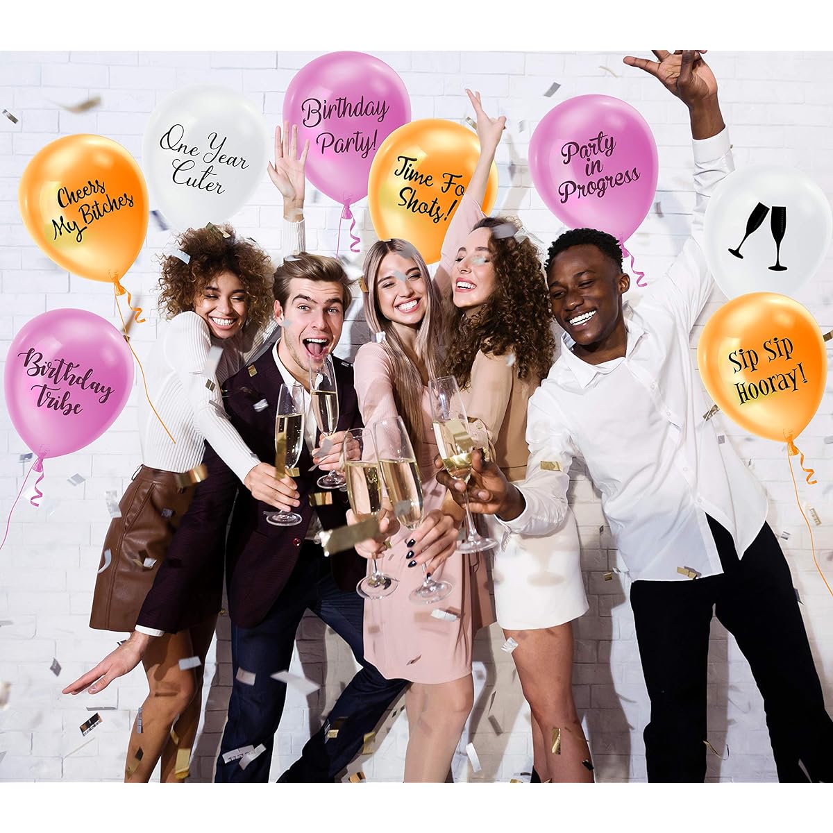Cute and Funny Birthday Party Balloons for Women and Men | Pack of 16 | Pink White Gold Birthday Decor Balloons Party Gifts Naughty Supplies & Decorations | Gag Gifts Rude Offensive Rude Balloons