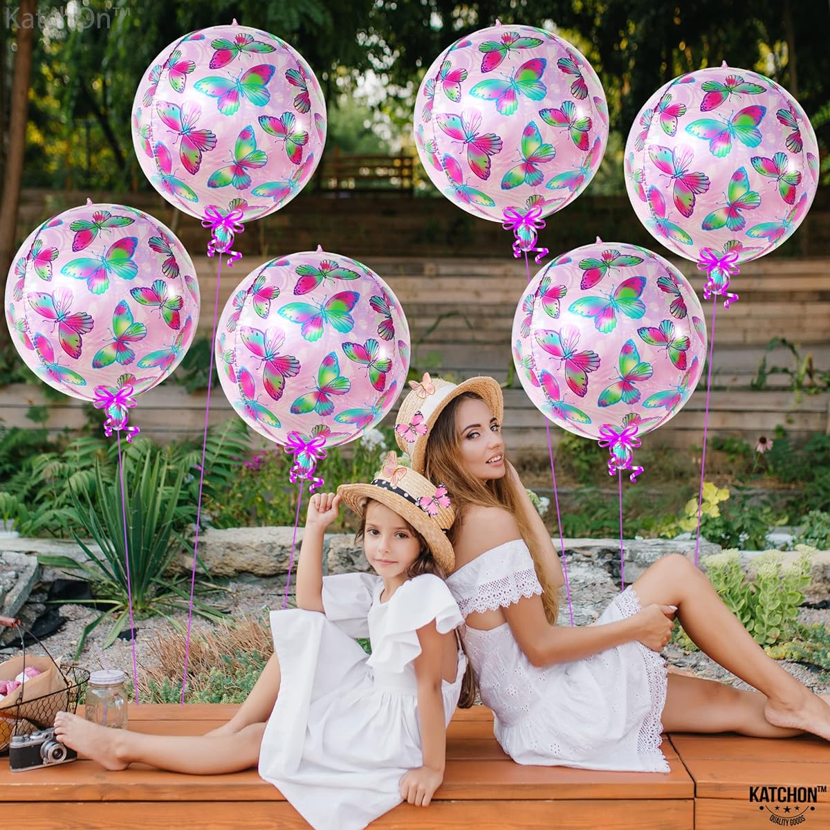 Butterfly round foil balloon.