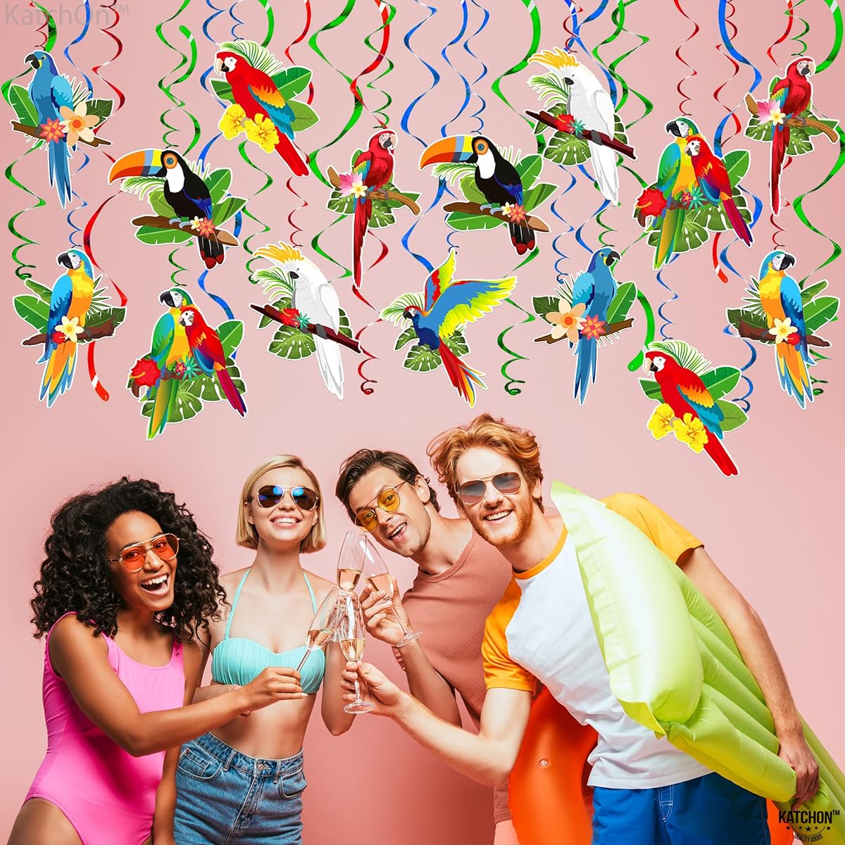 Tropical Bird Hanging Decorations - Pack of 30 | Hawaiian Party Decorations Tropical Party Decorations | Bird Party Decorations Luau Decorations Tropical Bird Party Decorations