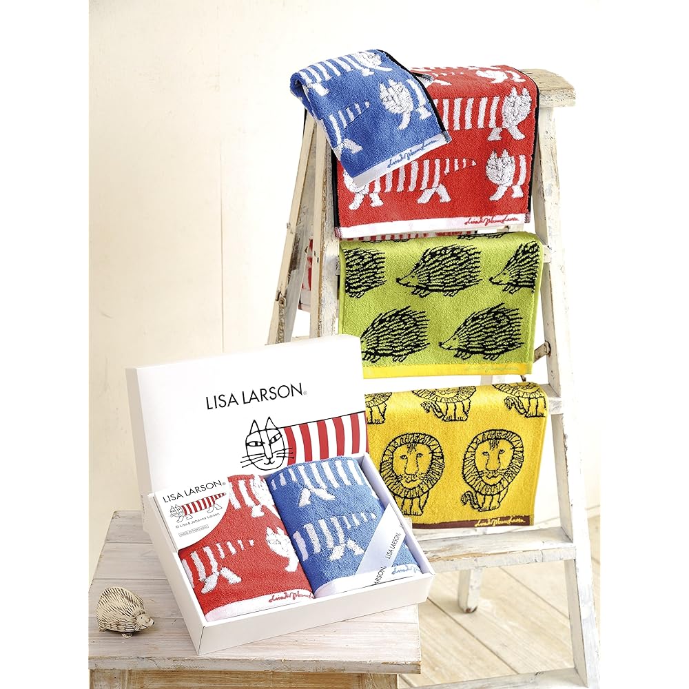 Marushin Towel Gift Set Greetings Moving Lisa Larson 1 Hand Towel Face Towel/1 Bath Towel Colorful Series Mother's Day Birthday Present 6925003300