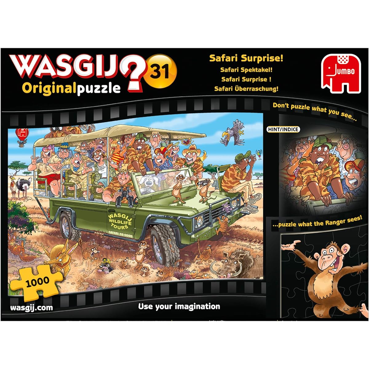 Wasgij 19164 Original 31-Safari Surprise 1000 Piece Jigsaw Puzzle, Multi