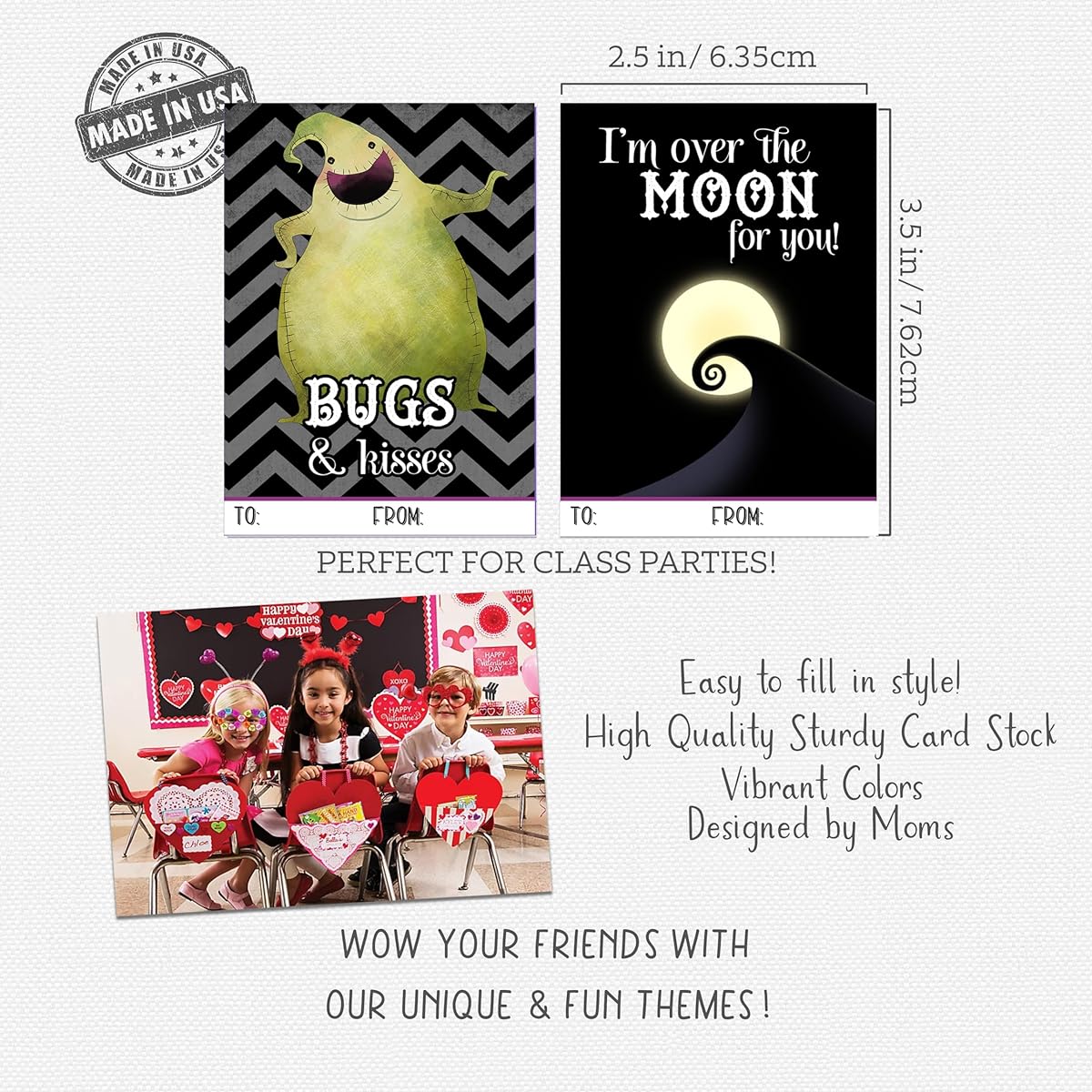 Silly Goose Gifts Nightmare Themed Valentine's Day Classroom Exchange Cards, Set of 24, Christmas