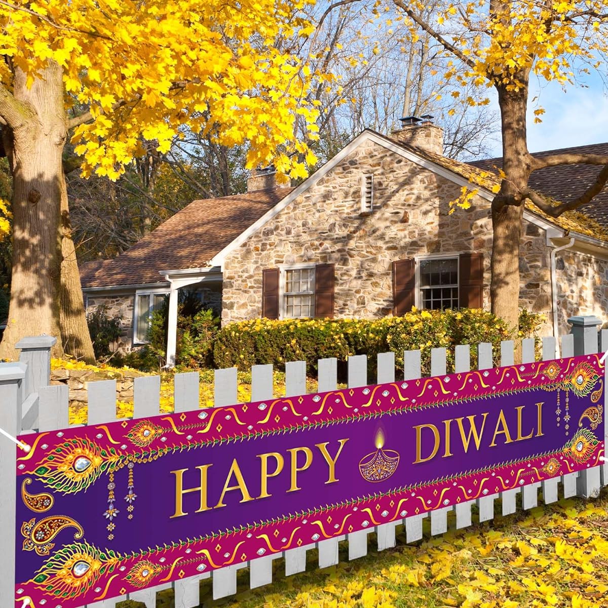 Diwali Decoration Home Banner Fence Garden Garage Diwali Lights Diyas Peacock Diwali Decor Indian Diwali Home Board Wall Hanging