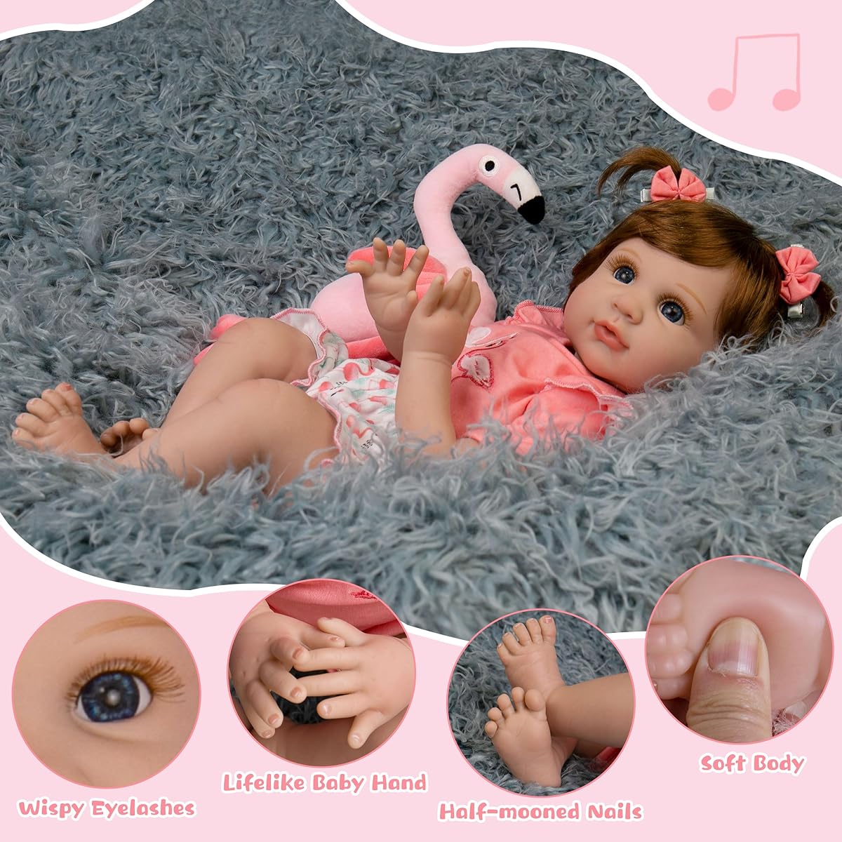 Milidool Lifelike Reborn Doll 22 Inch Realistic Girl Doll for Ages 3+