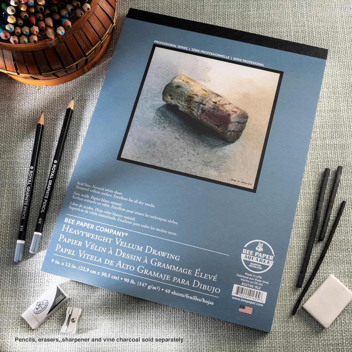 Bee Paper Heavy Vellum Sketch Pad, 9-Inch by 12-Inch by Bee Paper Company