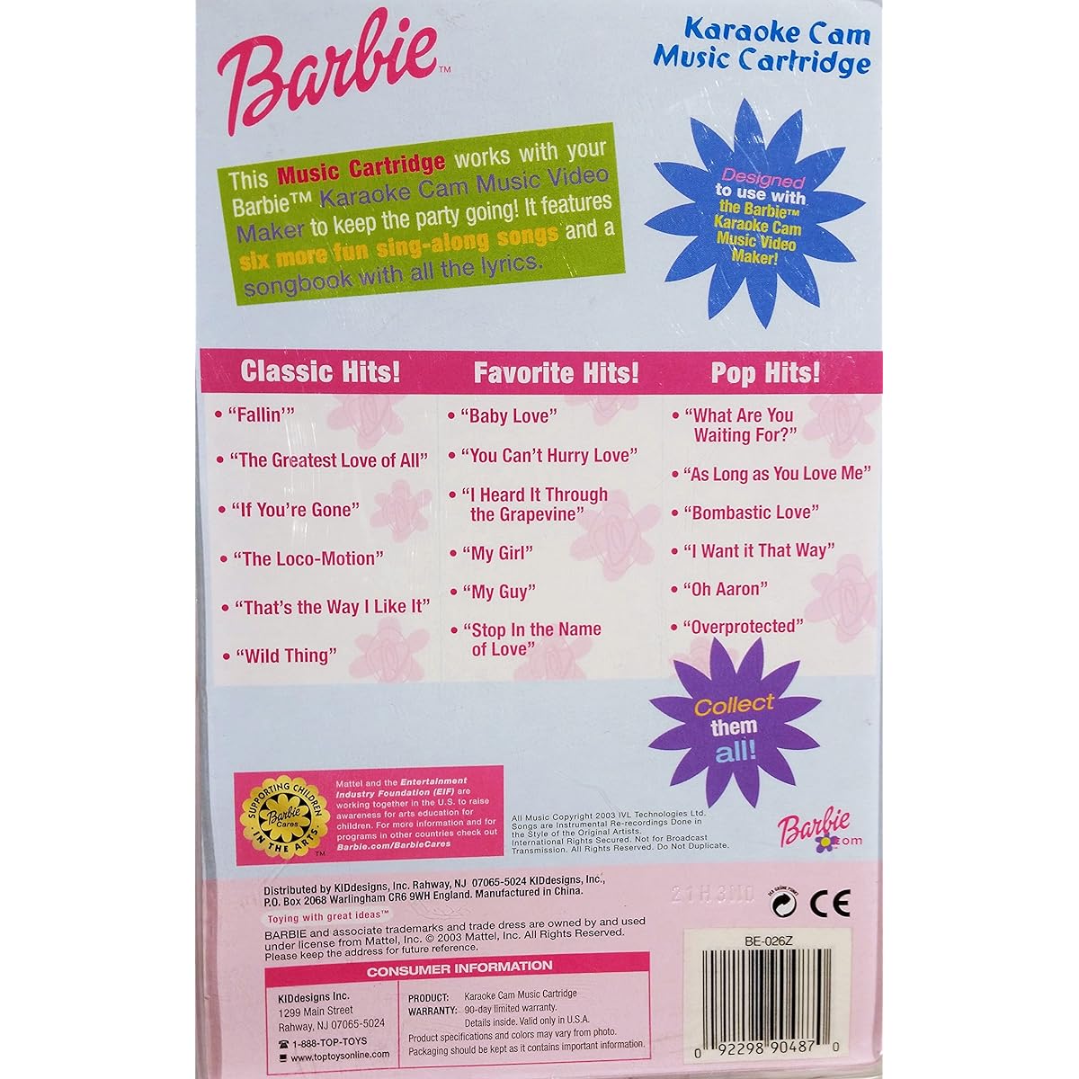 Barbie Karaoke Cam Music Cartridge Favourite Hits
