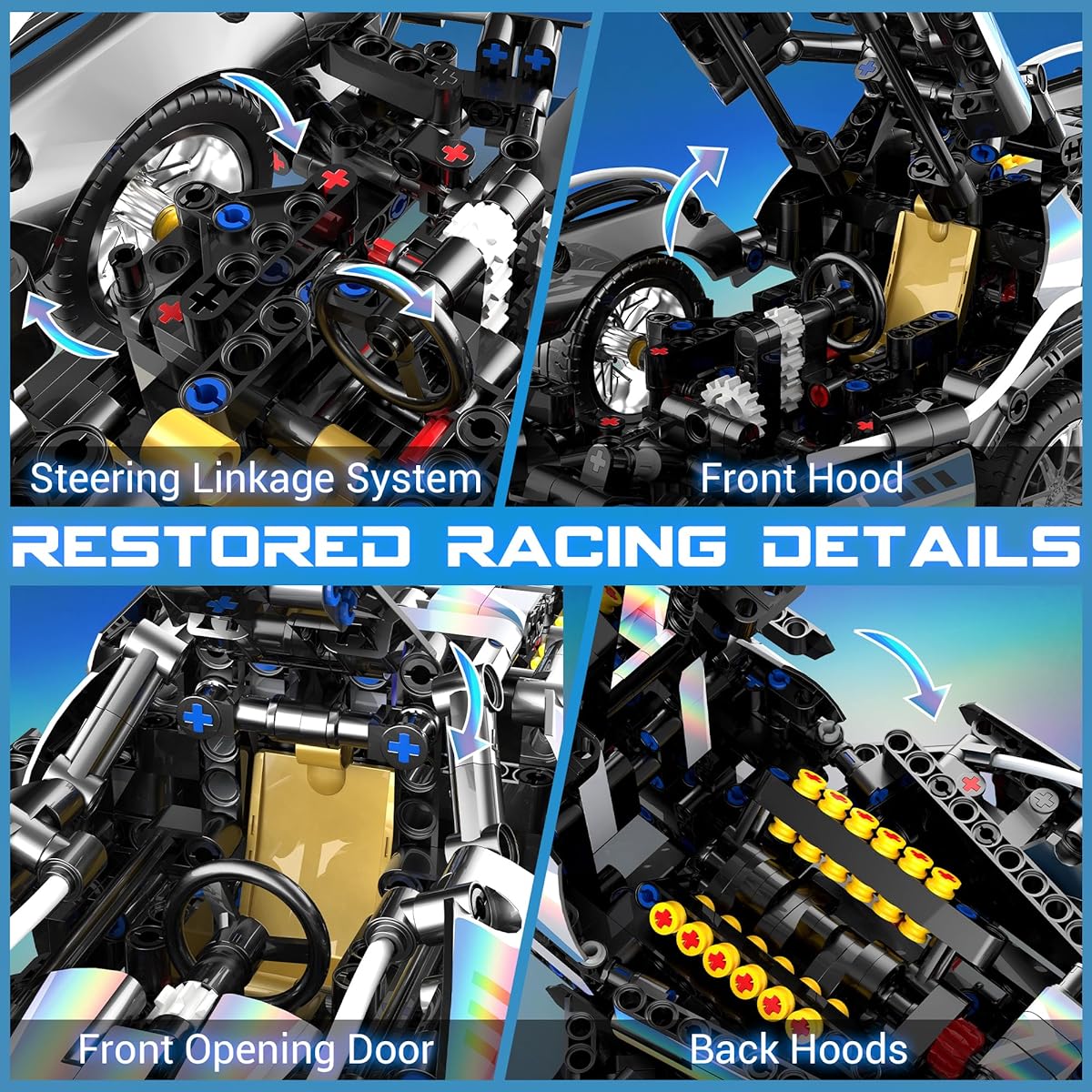 Car Building Blocks Set - Technic Speed Champion Racing Car Collectible Sports Car Kit for Adults & Boys
