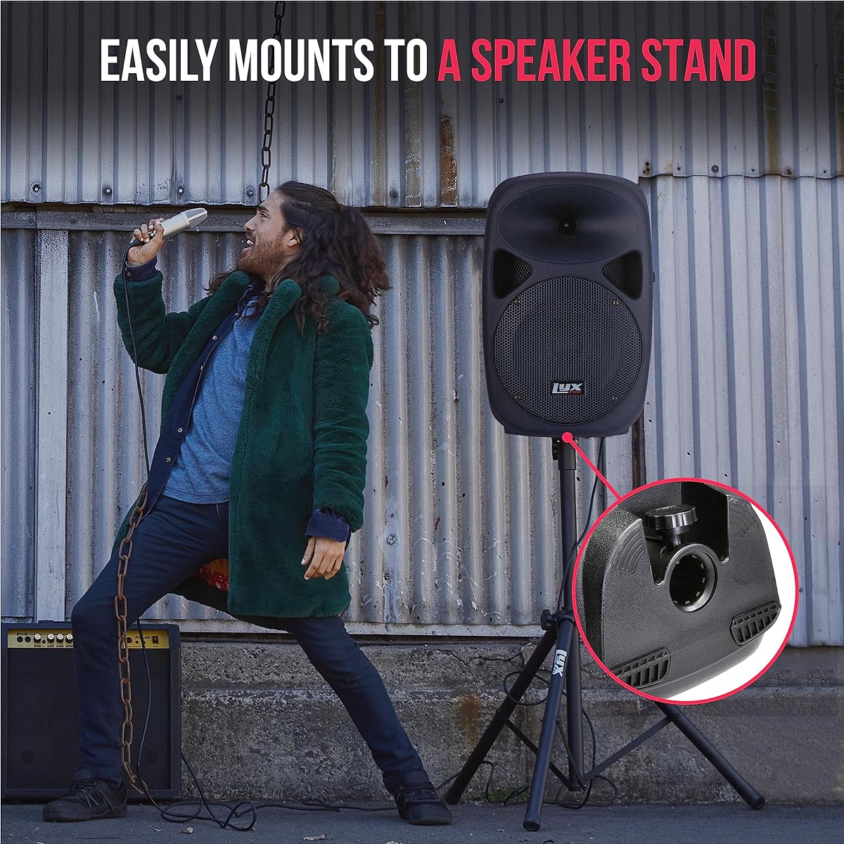 LyxPro 10" Passive DJ PA Speaker System XLR 1/4 Speakon Connection Daisy Chain Compatible 8 Ohm Lightweight Stand Mountable