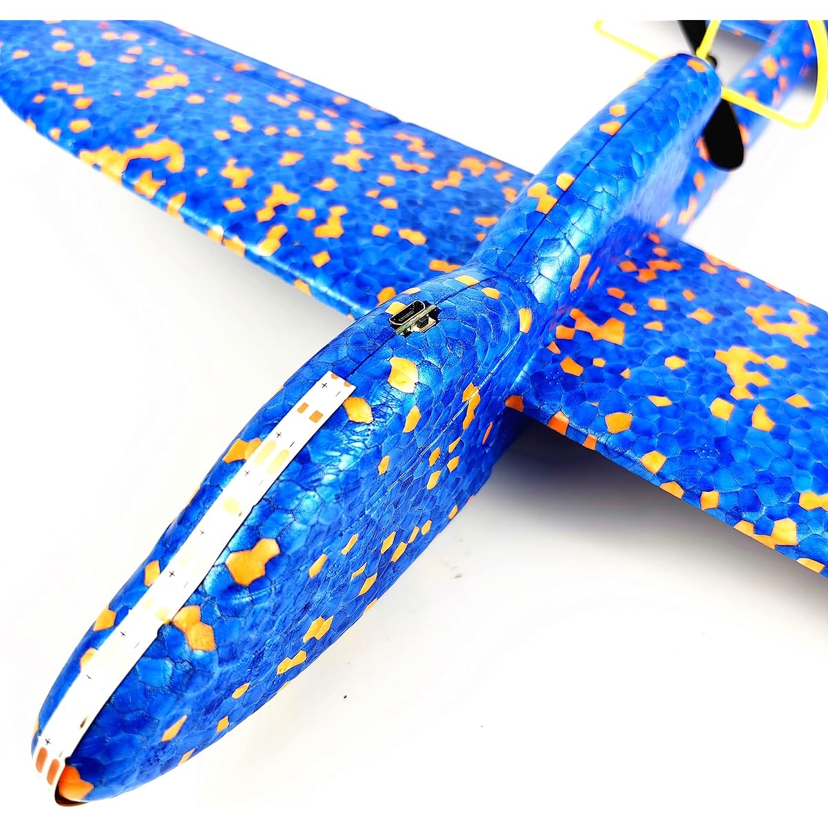 HSRBO Electric Foam Airplane Toy Tossable Glider USB Charging and LED Glowing Airplane Outdoor Airplane Toy with Engine (Blue)