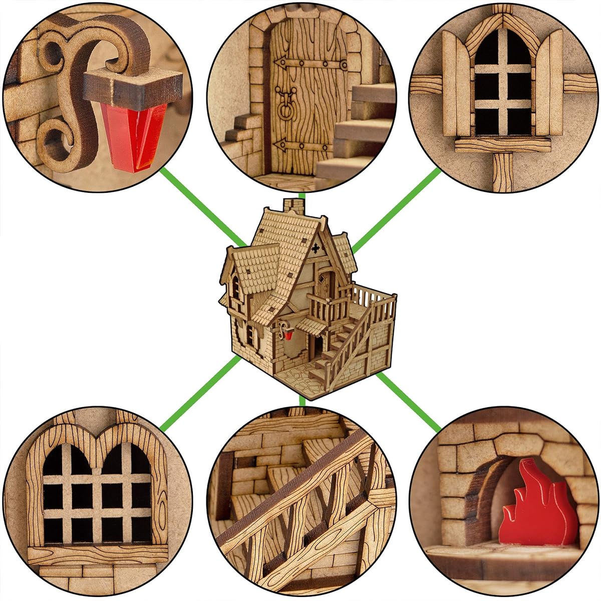 TowerRex Big House D&D Terrain Town Building - Dungeons & Dragons/Pathfinder/Warhammer/Tabletop Battle Map Grid/Wargaming Terrain/Scenery DND Accessories for 28mm 32mm Miniature Buildings