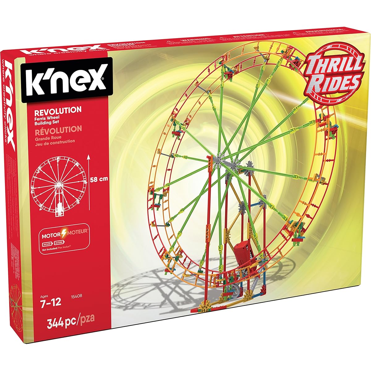 K'NEX Revolution Ferris Wheel Building Set - 344 Pieces with Battery-Powered Motor - Engineering Educational Toy for Ages 7+