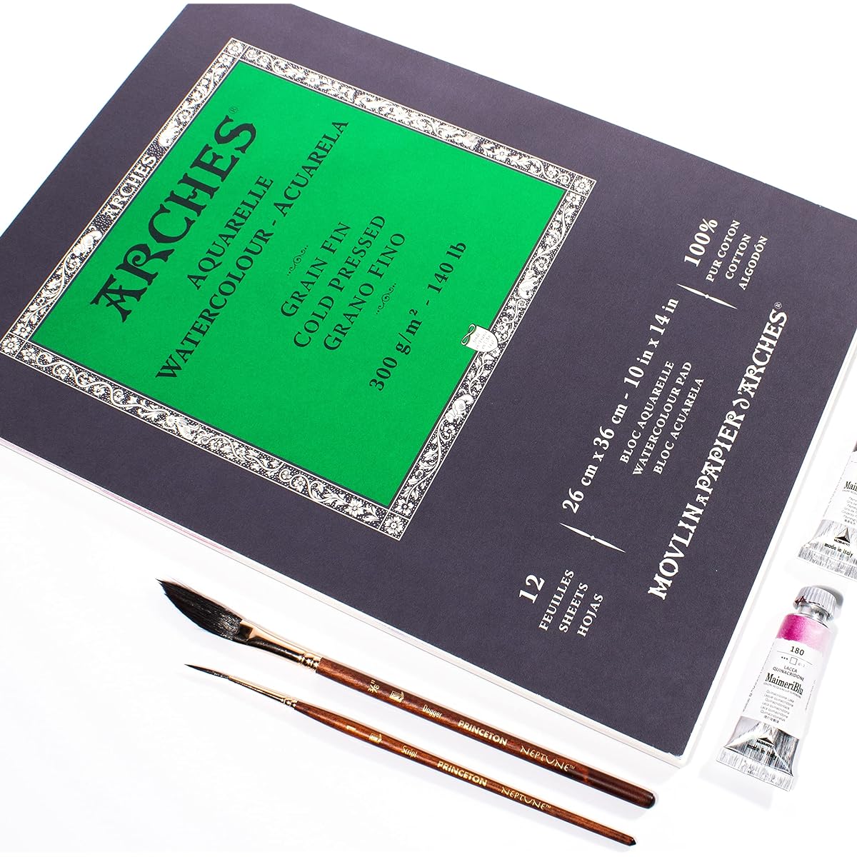 Arches Watercolor Paper Pad 300g/m2 Fine Fan 26X36cm 12 Sheets (39531011)