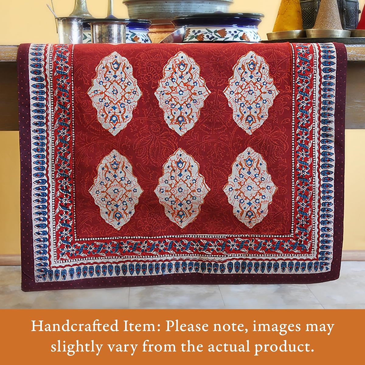 Spice Route ~Red Orange Moroccan Theme Print Party Table Runner 18x90 Red B002C8EZFO