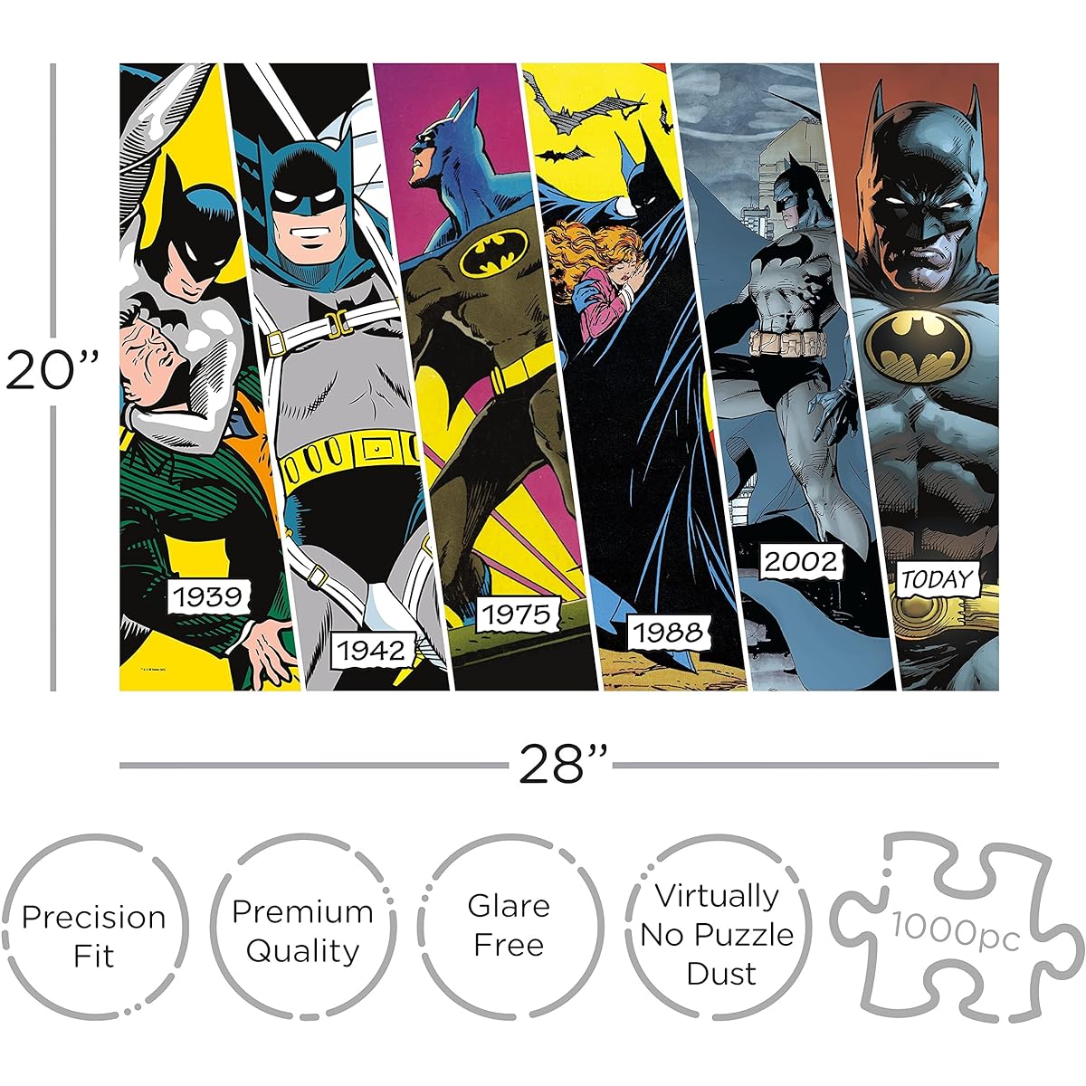 AQUARIUS DC Batman Timeline Puzzle (1000 Piece Jigsaw Puzzle) - Officially Licensed DC Comics Merchandise & Collectibles - Glare Free - Precision Fit - Virtually No Puzzle Dust - 20 x 28 Inches