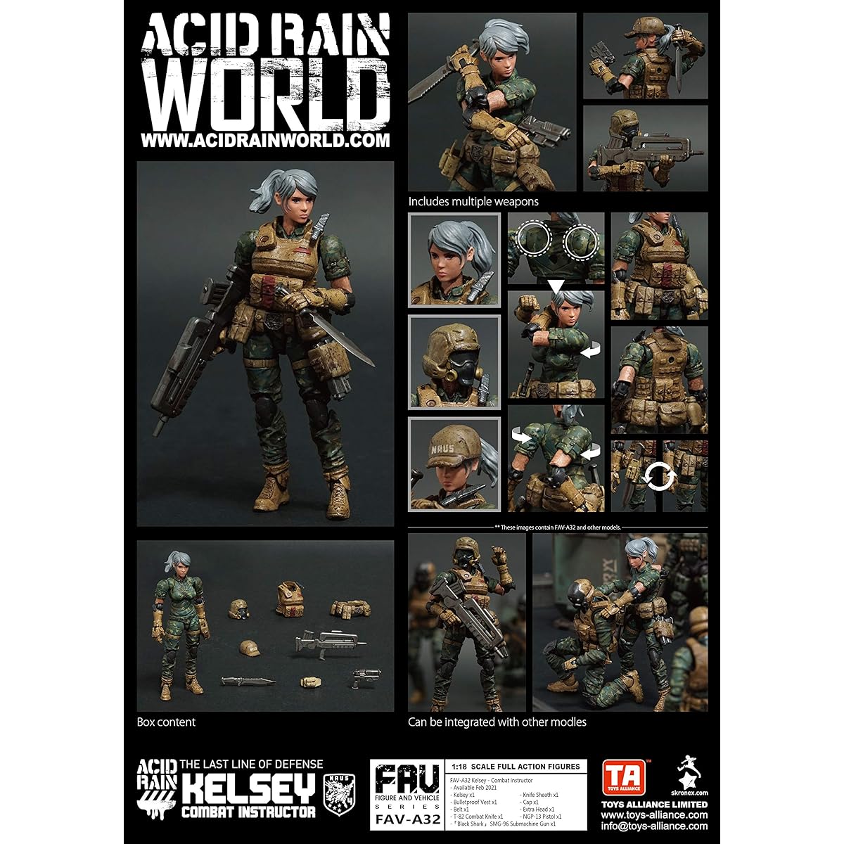 TOYS ALLIANCE LIMITED Acid Rain FAV A32 Kelsey Combat Instructor 1/18 scale painted action figure