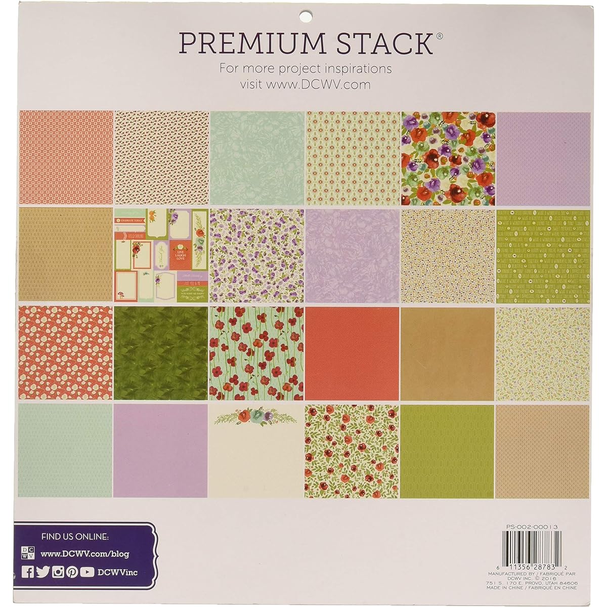 American Crafts 12 x 12 Inch Garden Charm UV Gloss 48 Sheets Die Cuts with a View Stacks, 12" x 12"