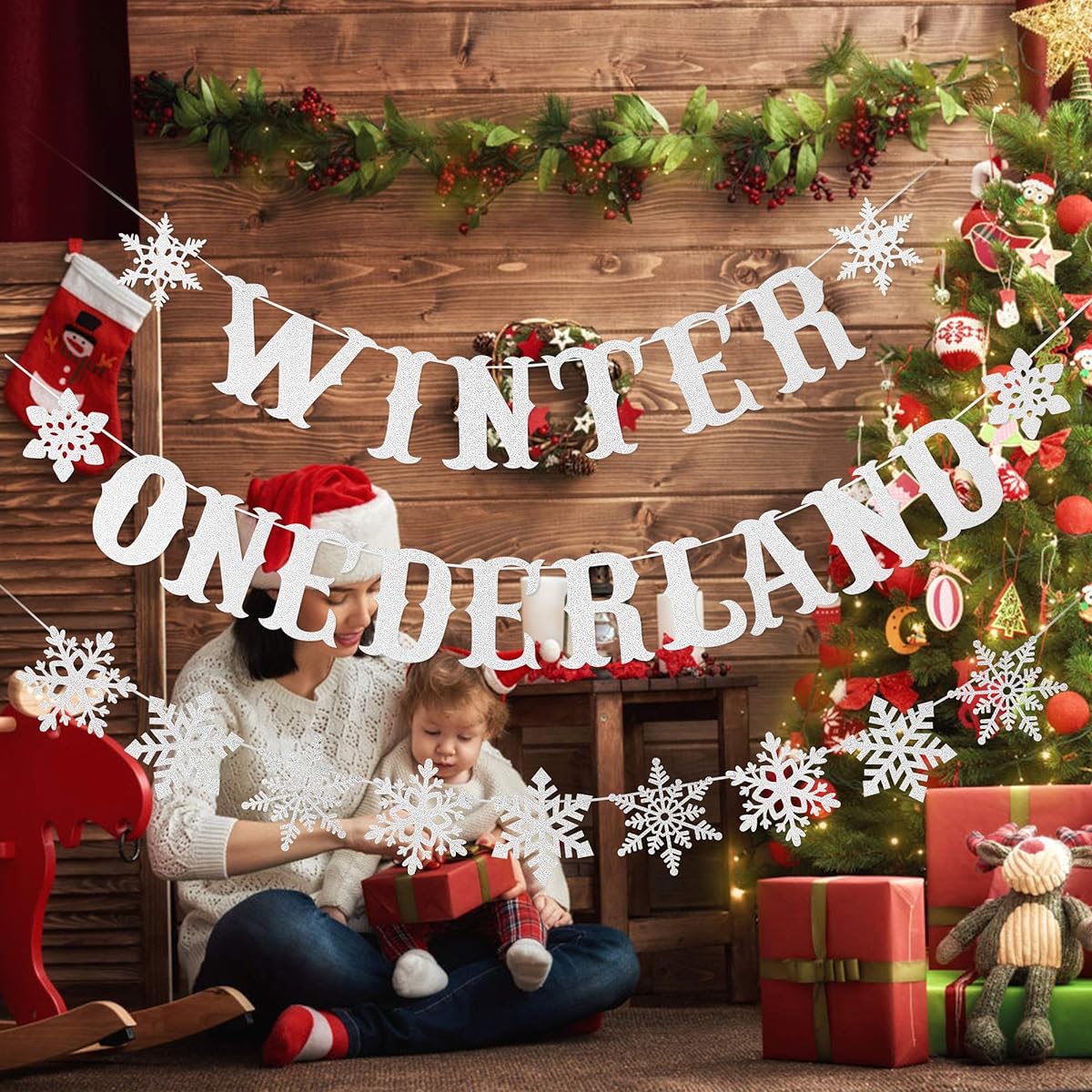 Silver Glitter Snowflake Winter Wonderland Banner Silver Glitter Snowflake Winter Wonderland 1st Birthday Party Decorations Winter Wonderland Banner Decorations Snowflake Decorations Christmas Hanging Snowflake Decorations