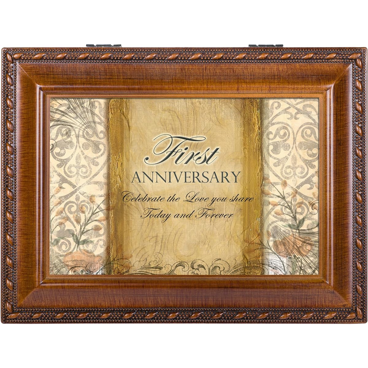 Cottage Garden First Anniversary Woodgrain Music Box / Jewelry Box Plays Unchained Melody by Cottage Garden
