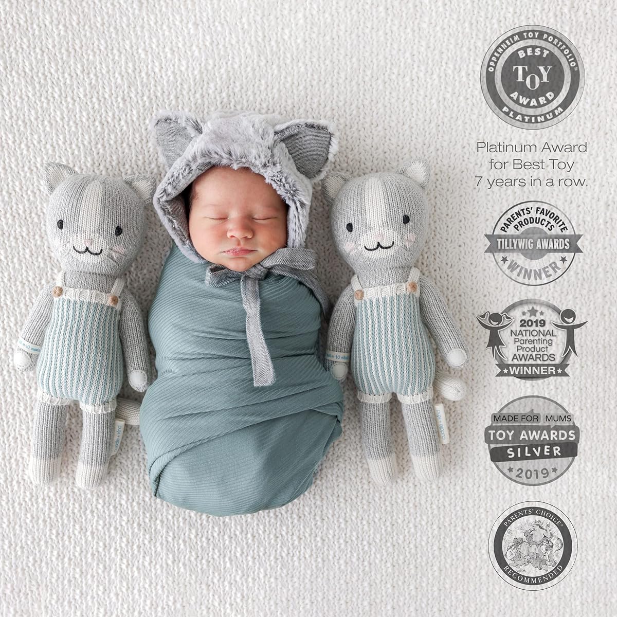 cuddle + kind Dylan The Kitten Doll - Lovingly Handcrafted Dolls for Nursery Decor, Fair Trade, Heirloom Quality Plush Toys for Girls & Boys, 1 Doll = 10 Meals