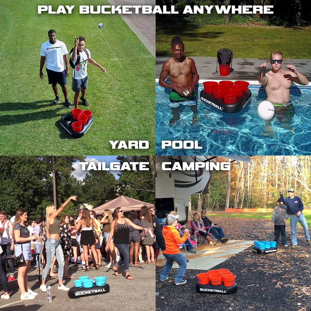 BucketBall - Team Color Edition - 12 Color Options - The Ultimate Tailgate Game - The Original Yard Pong Game