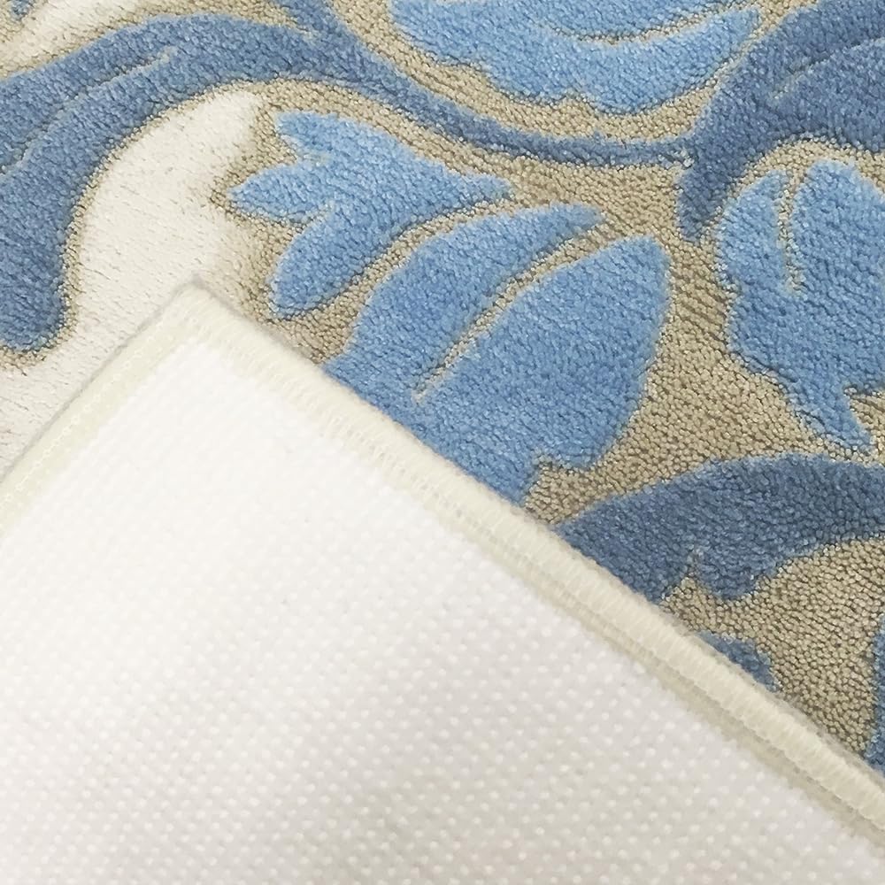 Senko DECORMUSEE Samira Long Toilet Mat Approx. 80 x 60 cm Blue Gray Damask Pattern Antibacterial Odor Resistant Made in Japan 31929